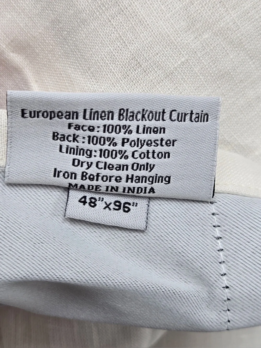 NWT QUINCE Set Of 2 48x96 European Linen True Blackout Curtains White 0474